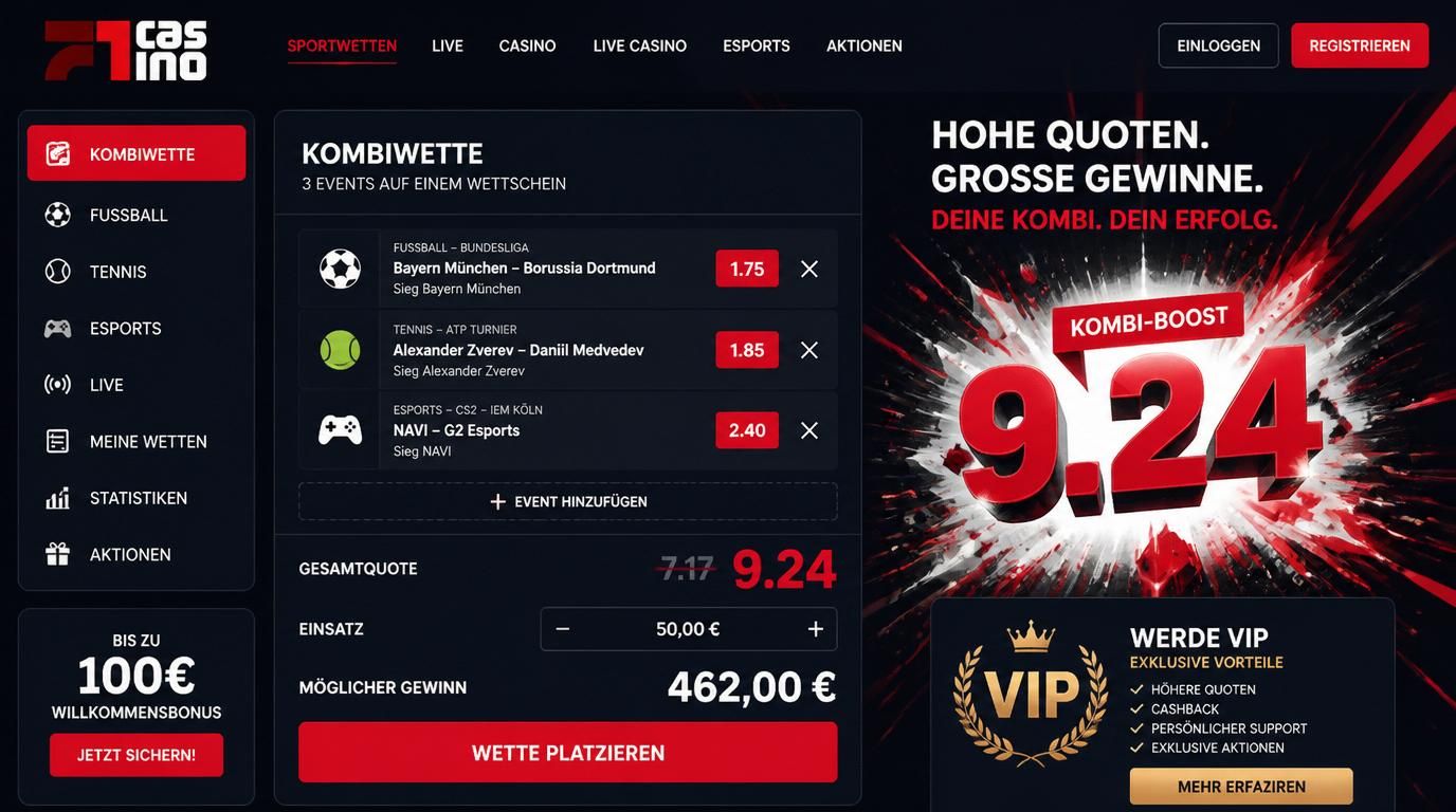 Kombiwetten mit hoher Quote und VIP Stil 